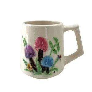 Vintage 70s Mushroom Ceramic Coffee Mug | Bohemian Boho Groovy Hippie Psychedeli